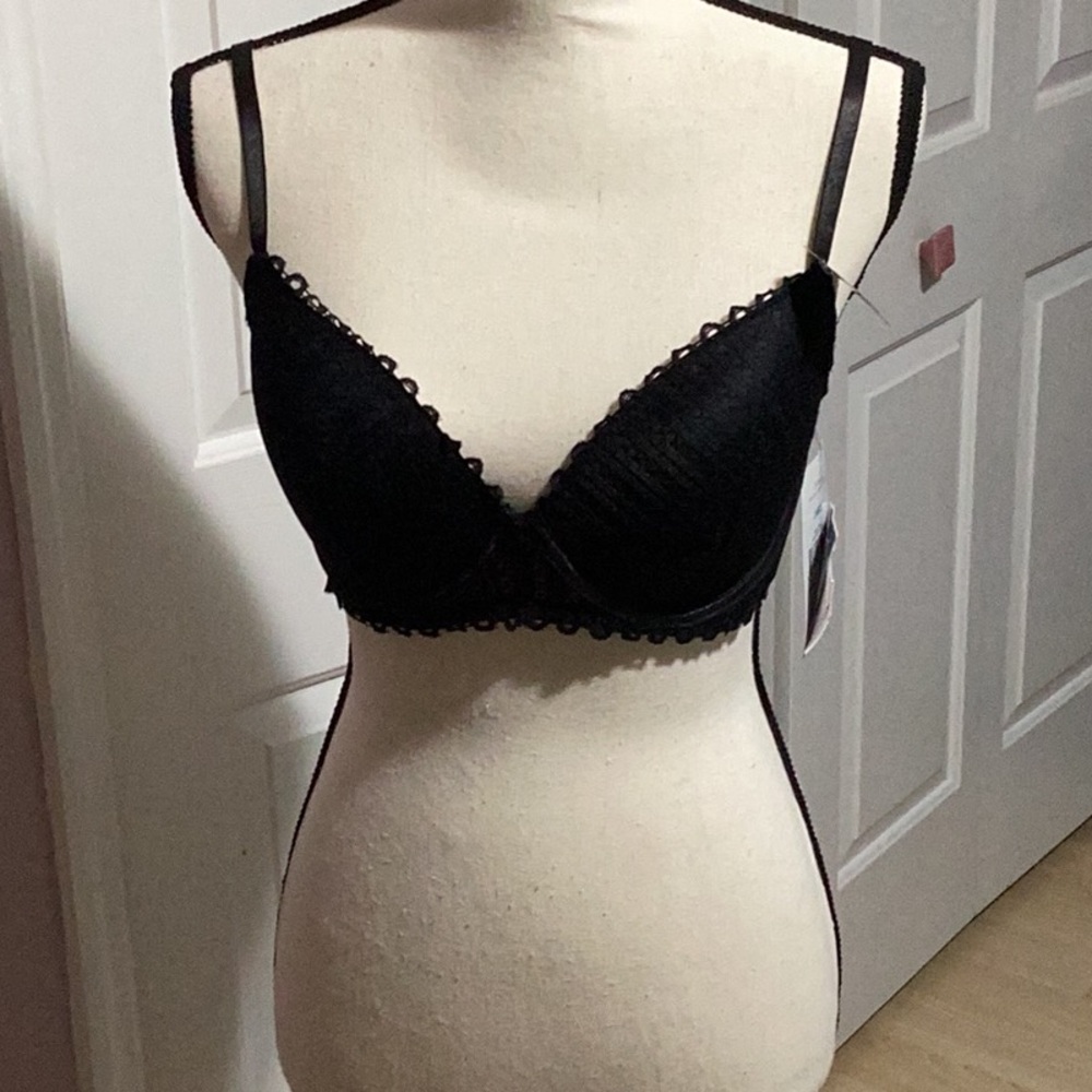 Black Lace Demi-Cup Bra with Underwire